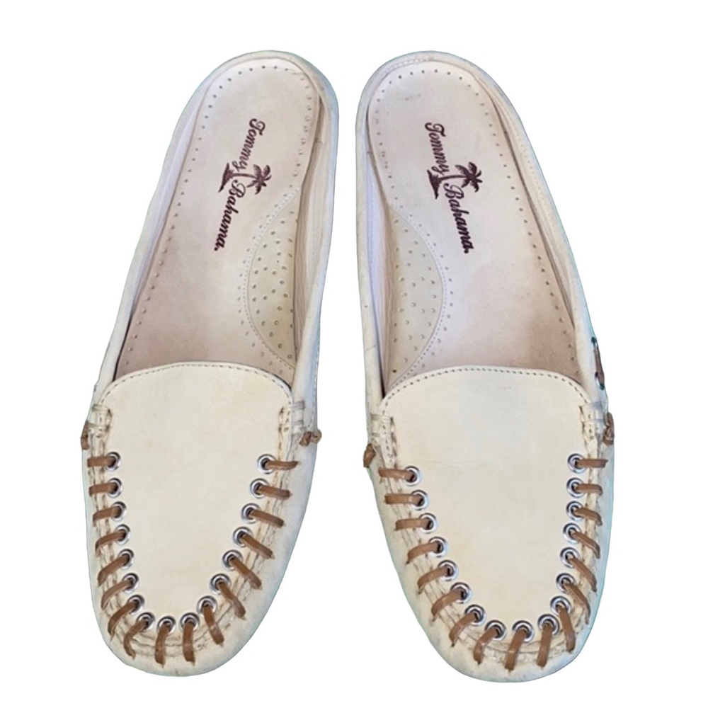 Tommy Bahama leather moccasin style driver loafer slide shoes 8
